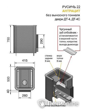 Дровяные печи-каменки Везувий Русичъ Антрацит 22 (ДТ-4) без выноса в Орле
