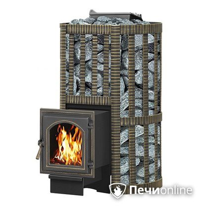 Дровяная банная печь Везувий Ураган Ковка 22 (270) с закрытой каменкой чугун в Орле